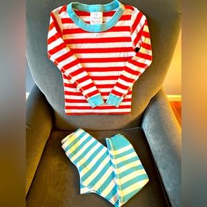Hanna Andersson Orange and Blue Stripe PJs- Size 100/4